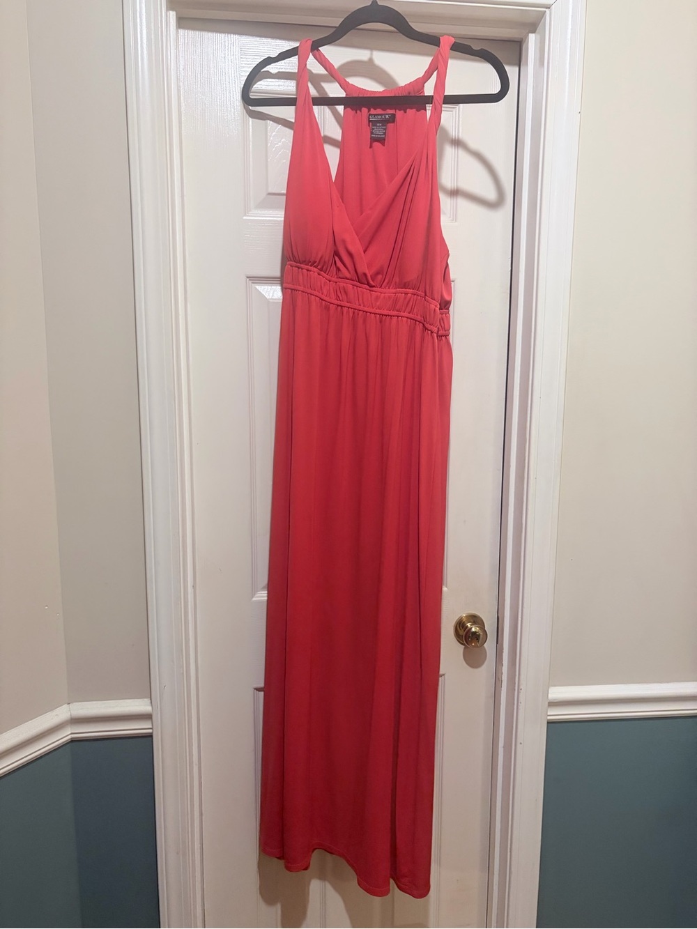 Glamour Coral-Pink Elastic Waist Dress